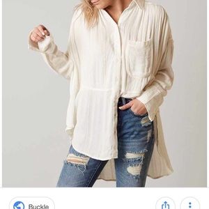 🎄Free People Cozy Nights Oversized Shirt Sz M